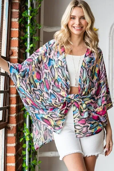 Multi Color Open Front Cardigan