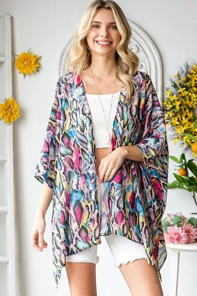 Multi Color Open Front Cardigan