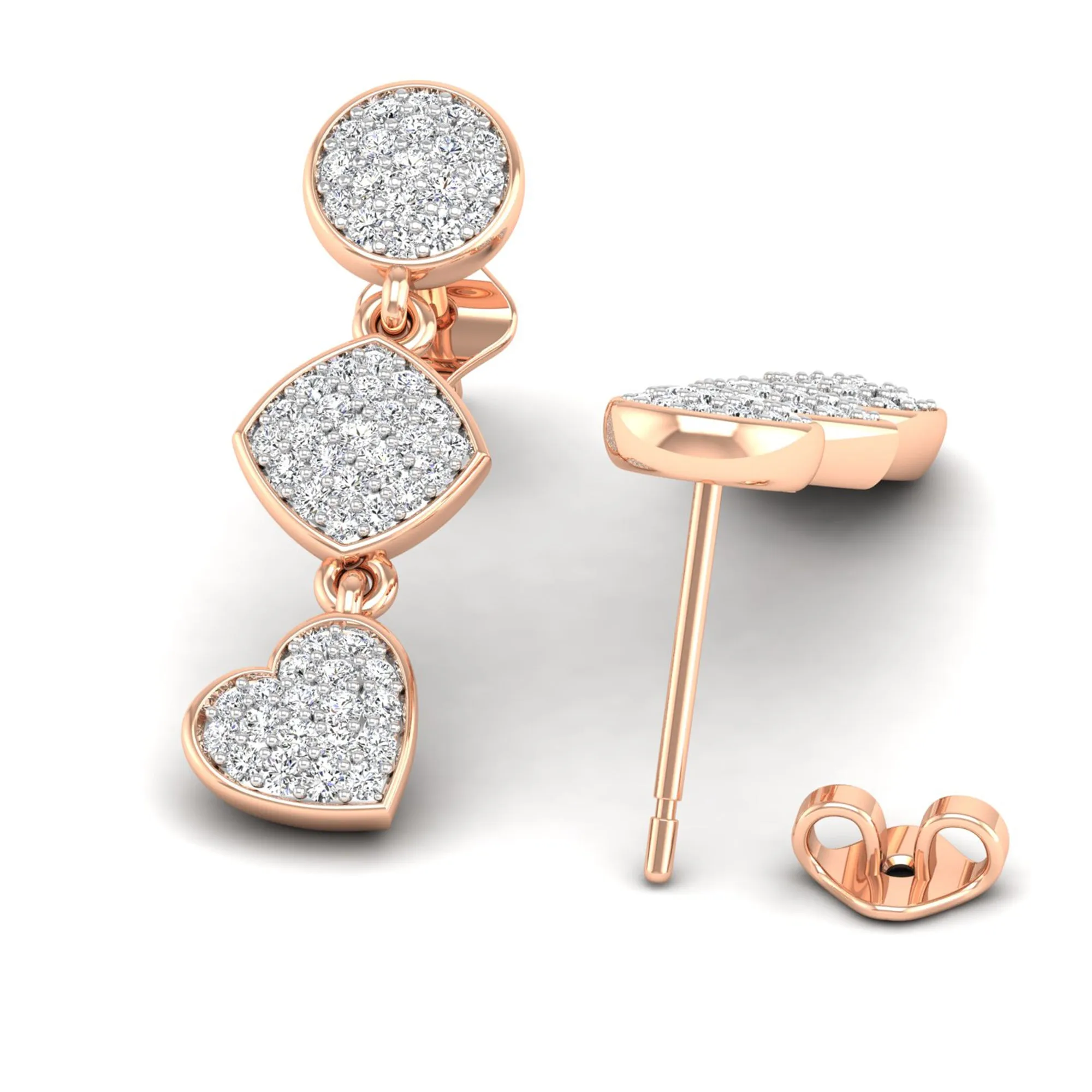 Multi Shape Diamond Drop Earrings