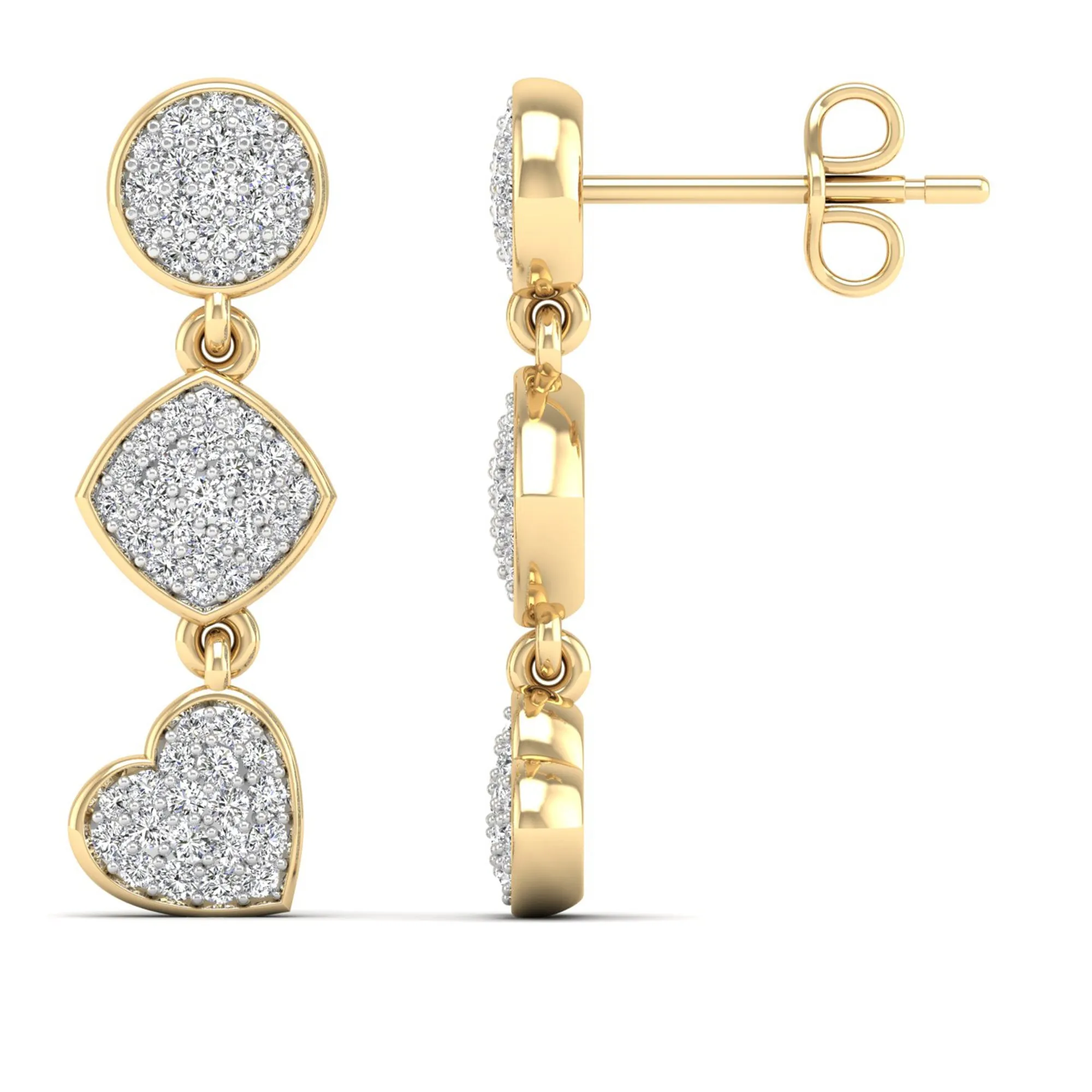 Multi Shape Diamond Drop Earrings