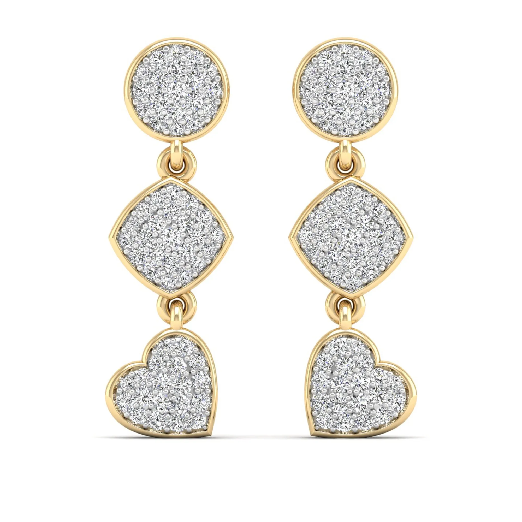 Multi Shape Diamond Drop Earrings