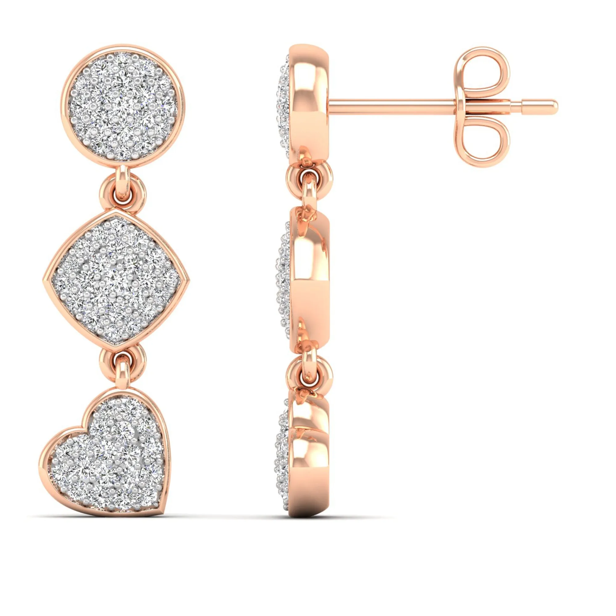 Multi Shape Diamond Drop Earrings