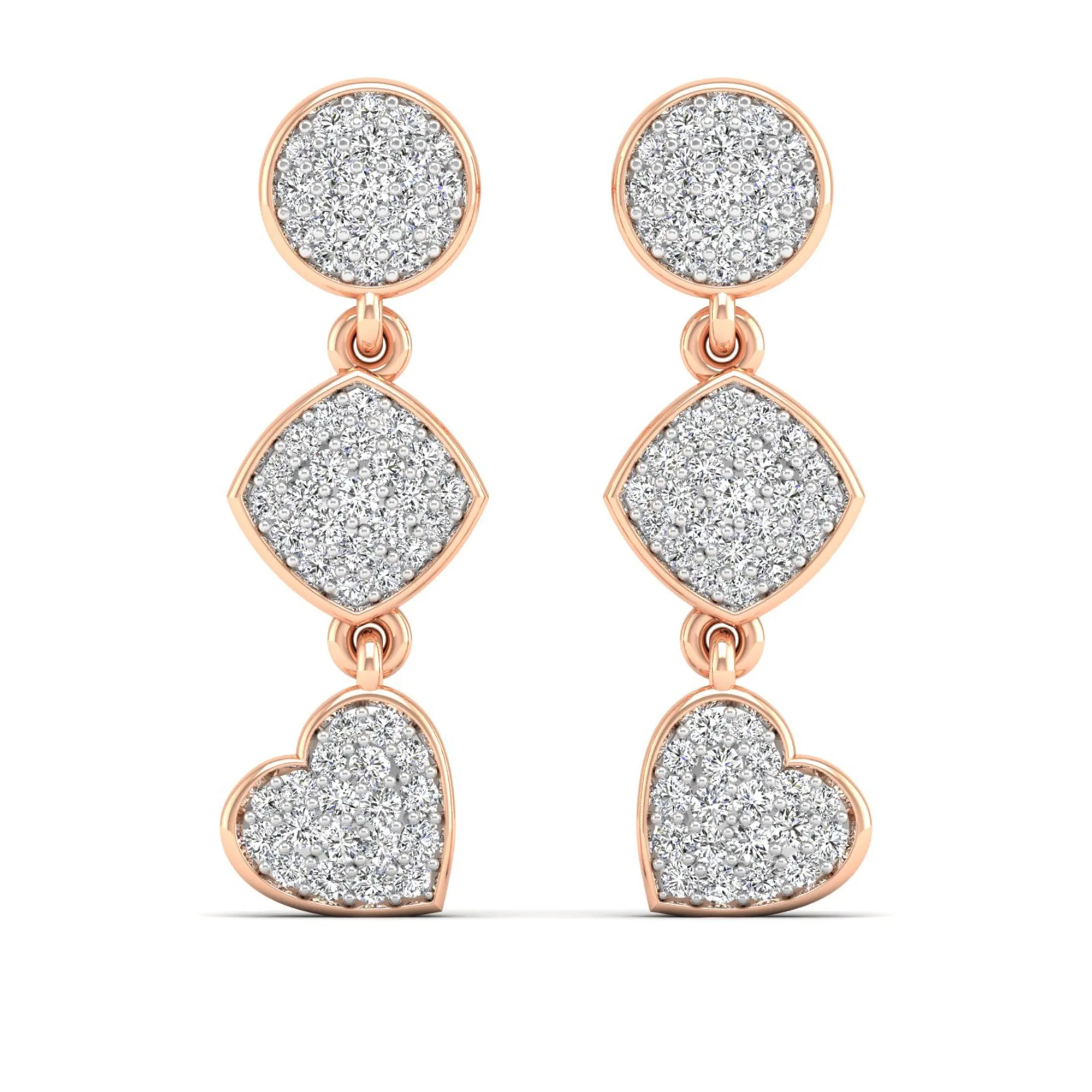 Multi Shape Diamond Drop Earrings