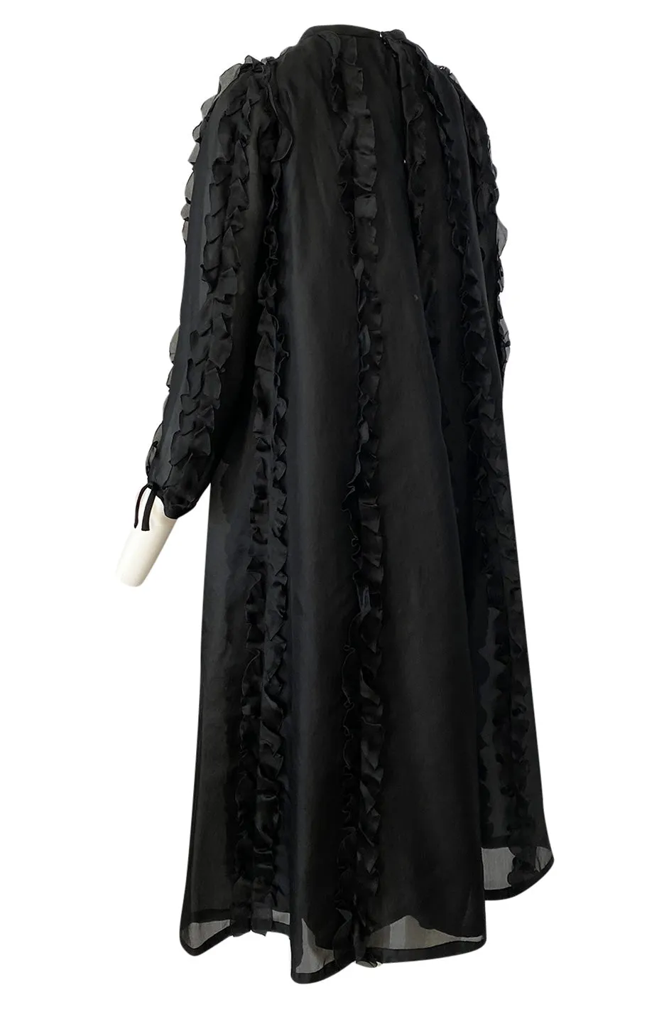 Museum Held 1969 Courreges Black Silk Organza Ruffle Detailed Dress