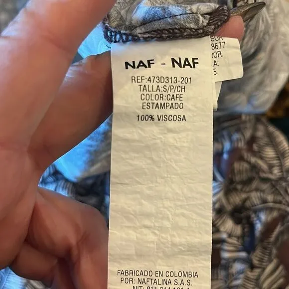 NAF NAF Brown and White Tropical Palm Print Midi/Maxi Dress, size S