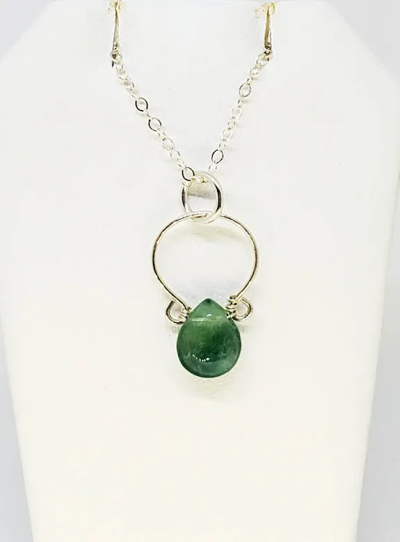 Natural Gemstone pendant with 18" Sterling Silver snake chain.