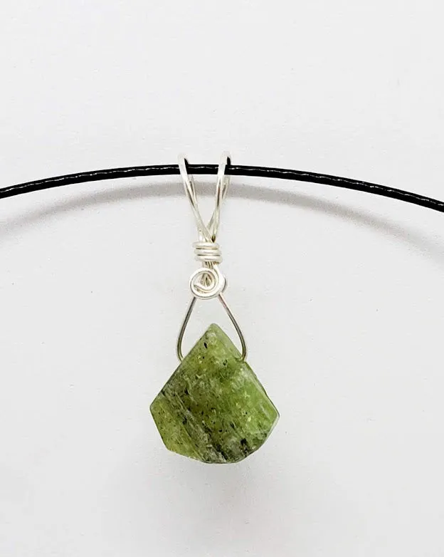 Natural Gemstone pendant with 18" Sterling Silver snake chain.