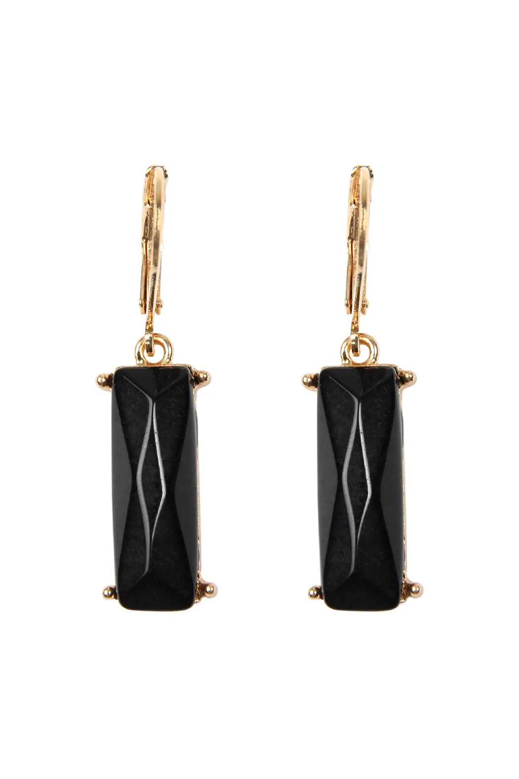 Natural Stone Rectangle Euro Earrings
