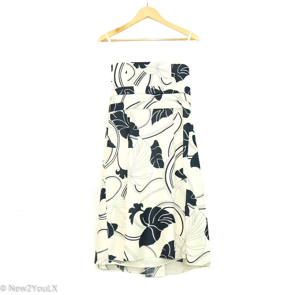 Navy White Tropical Print Tube Dress (Ann Taylor)