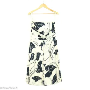 Navy White Tropical Print Tube Dress (Ann Taylor)