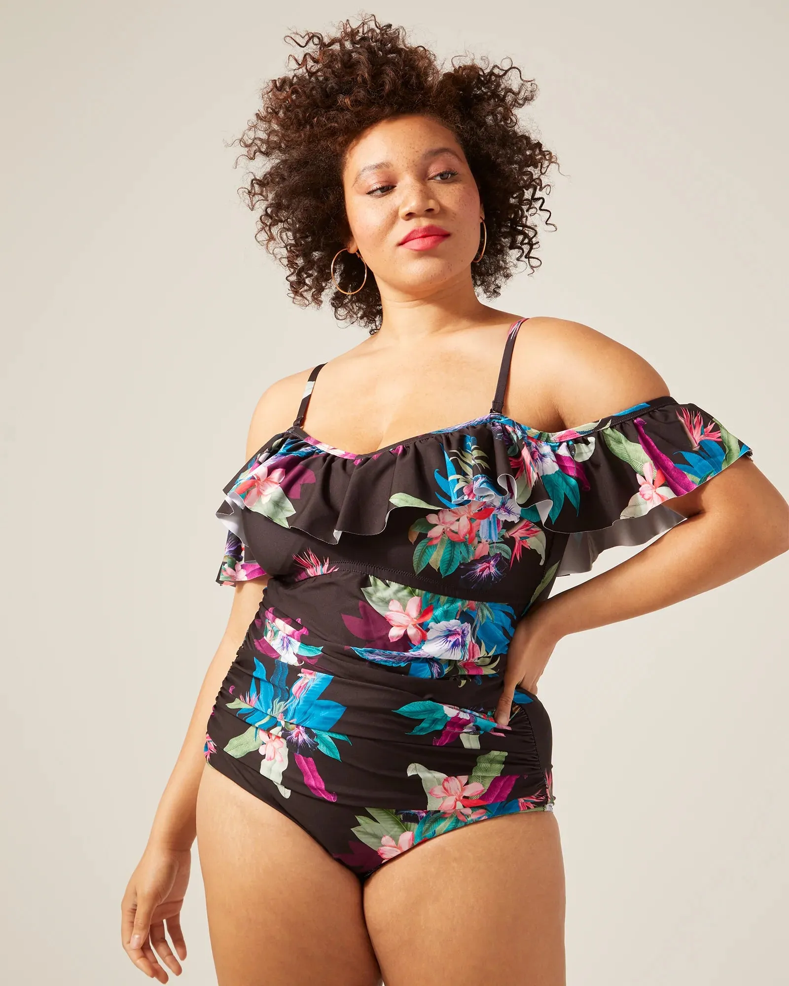New CITY CHIC Elba Tankini Top IN Black Print! TOP ONLY! PLUS Sz XL/22! XL/22, 52.8” bust, 45.7” waist	, 57.5” hip! Retails $79 