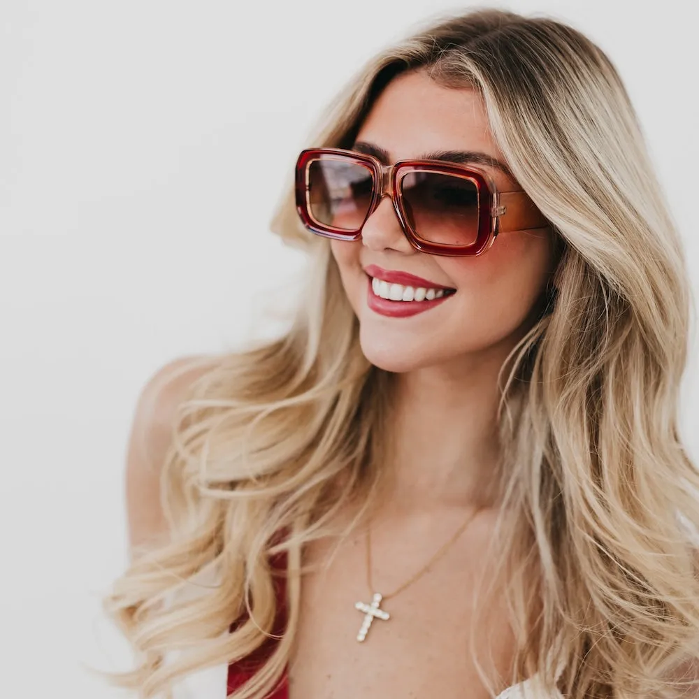 Nicolette Retro Oversized Square Sunglasses by Pretty Simple (Ships in 2-3 Weeks)