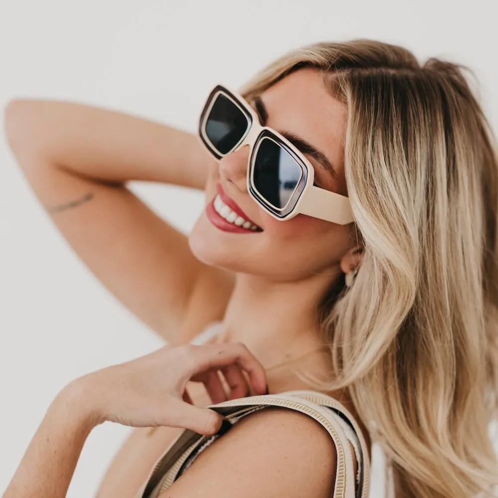 Nicolette Retro Oversized Square Sunglasses by Pretty Simple (Ships in 2-3 Weeks)