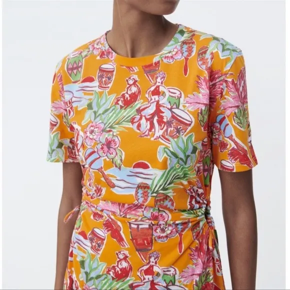 NWT Zara Tropical Jungle Dress with Cutouts