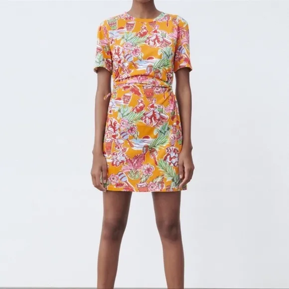 NWT Zara Tropical Jungle Dress with Cutouts