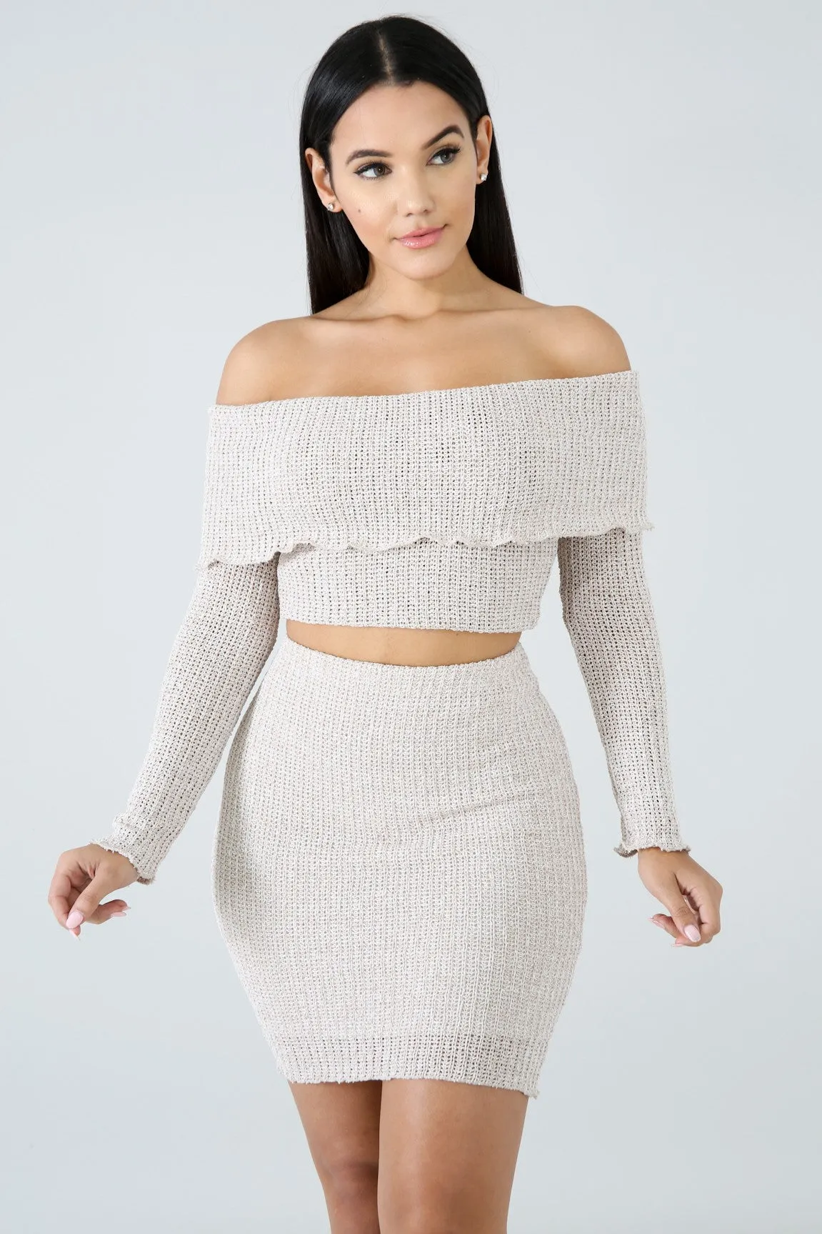 Off the Shoulder Fun Skirt Set