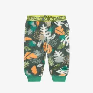 Pantalon de polar vert à motif représentant la nature, bébé || Green fleece pant with nature pattern, baby