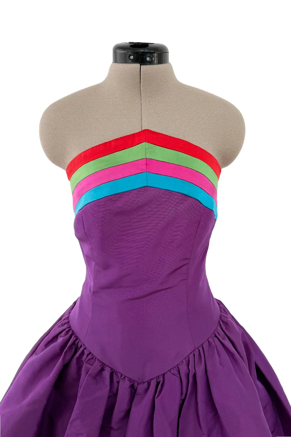 Phenomenal  Fall 1982 Valentino Purple Rainbow Silk Puff Dress