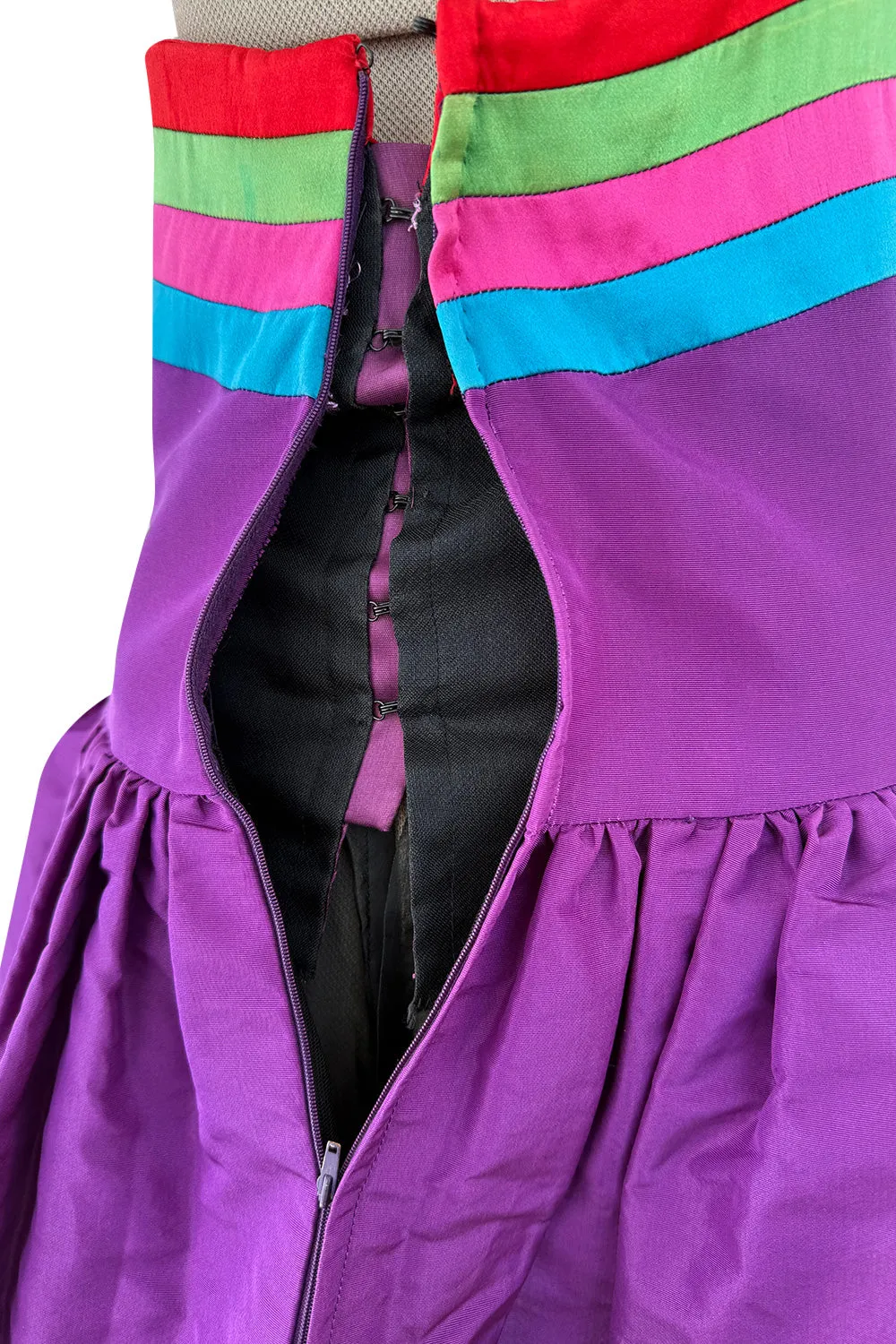 Phenomenal  Fall 1982 Valentino Purple Rainbow Silk Puff Dress