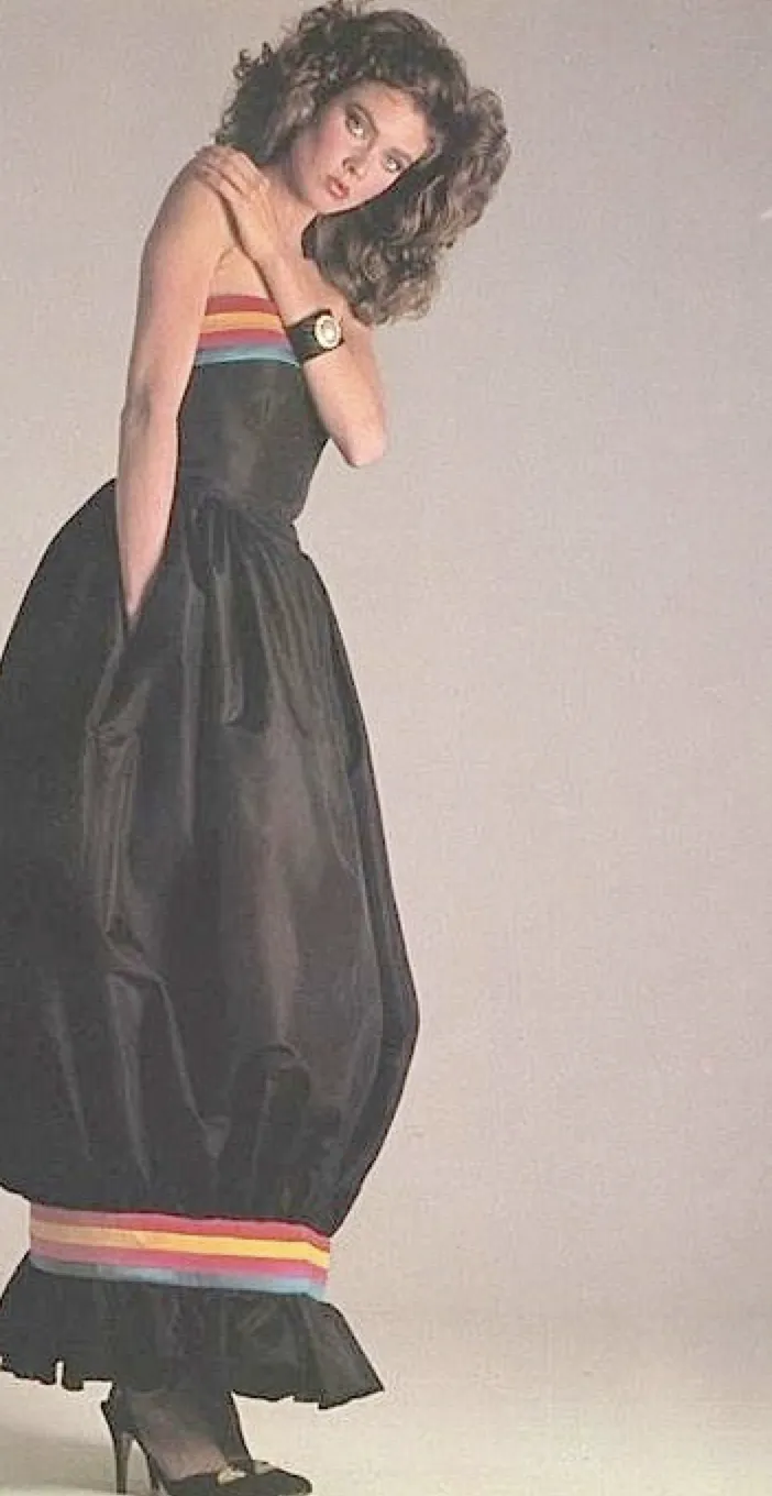 Phenomenal  Fall 1982 Valentino Purple Rainbow Silk Puff Dress