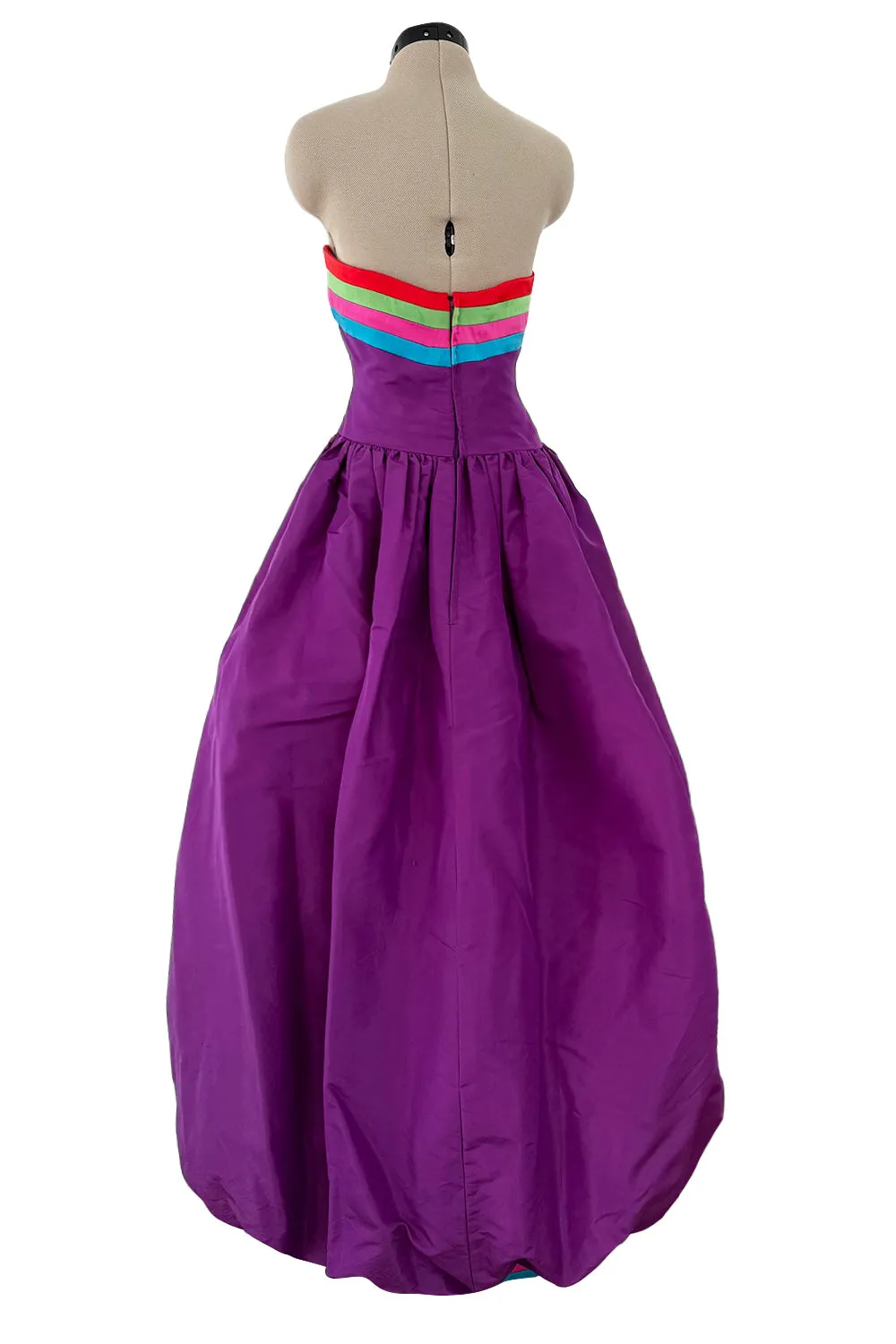 Phenomenal  Fall 1982 Valentino Purple Rainbow Silk Puff Dress