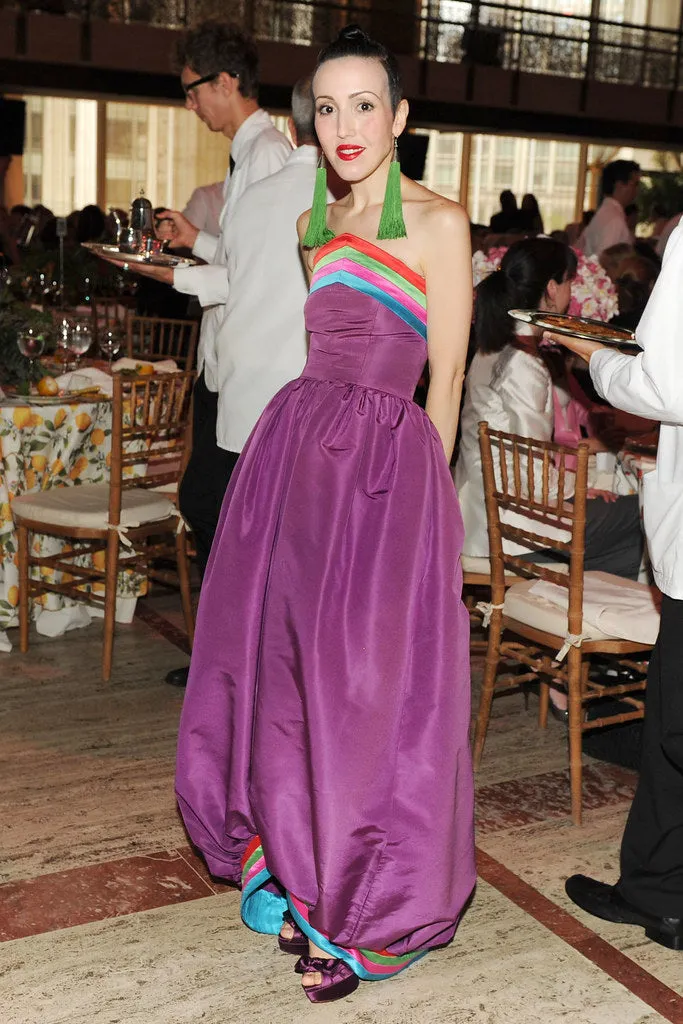 Phenomenal  Fall 1982 Valentino Purple Rainbow Silk Puff Dress