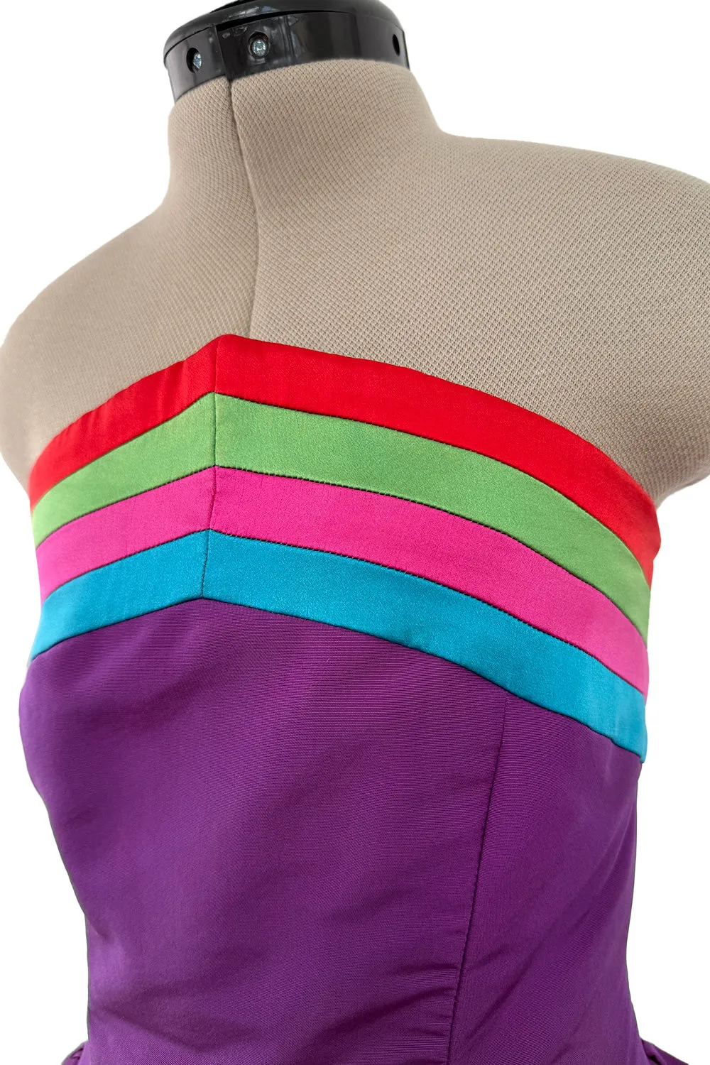 Phenomenal  Fall 1982 Valentino Purple Rainbow Silk Puff Dress
