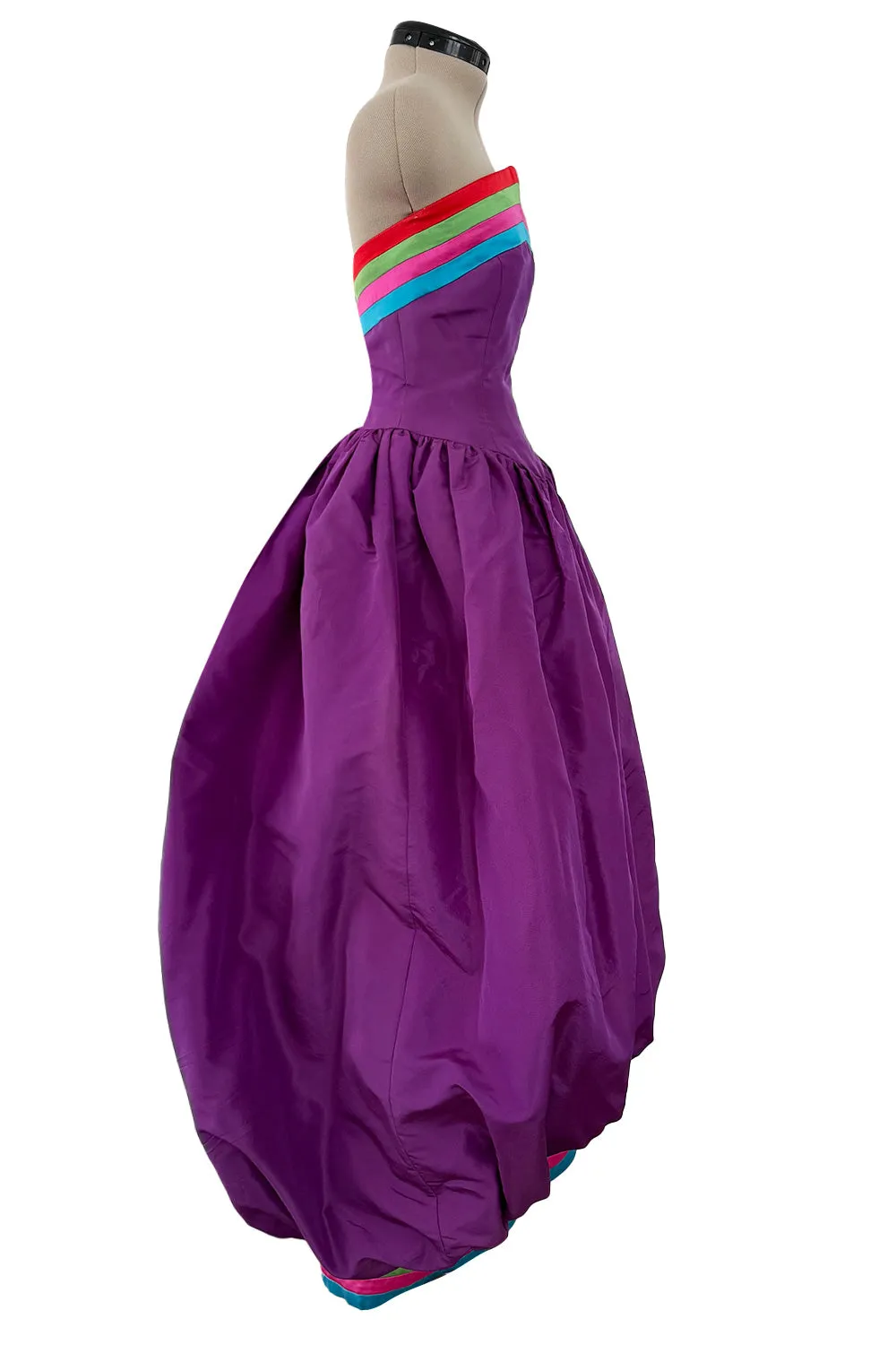 Phenomenal  Fall 1982 Valentino Purple Rainbow Silk Puff Dress