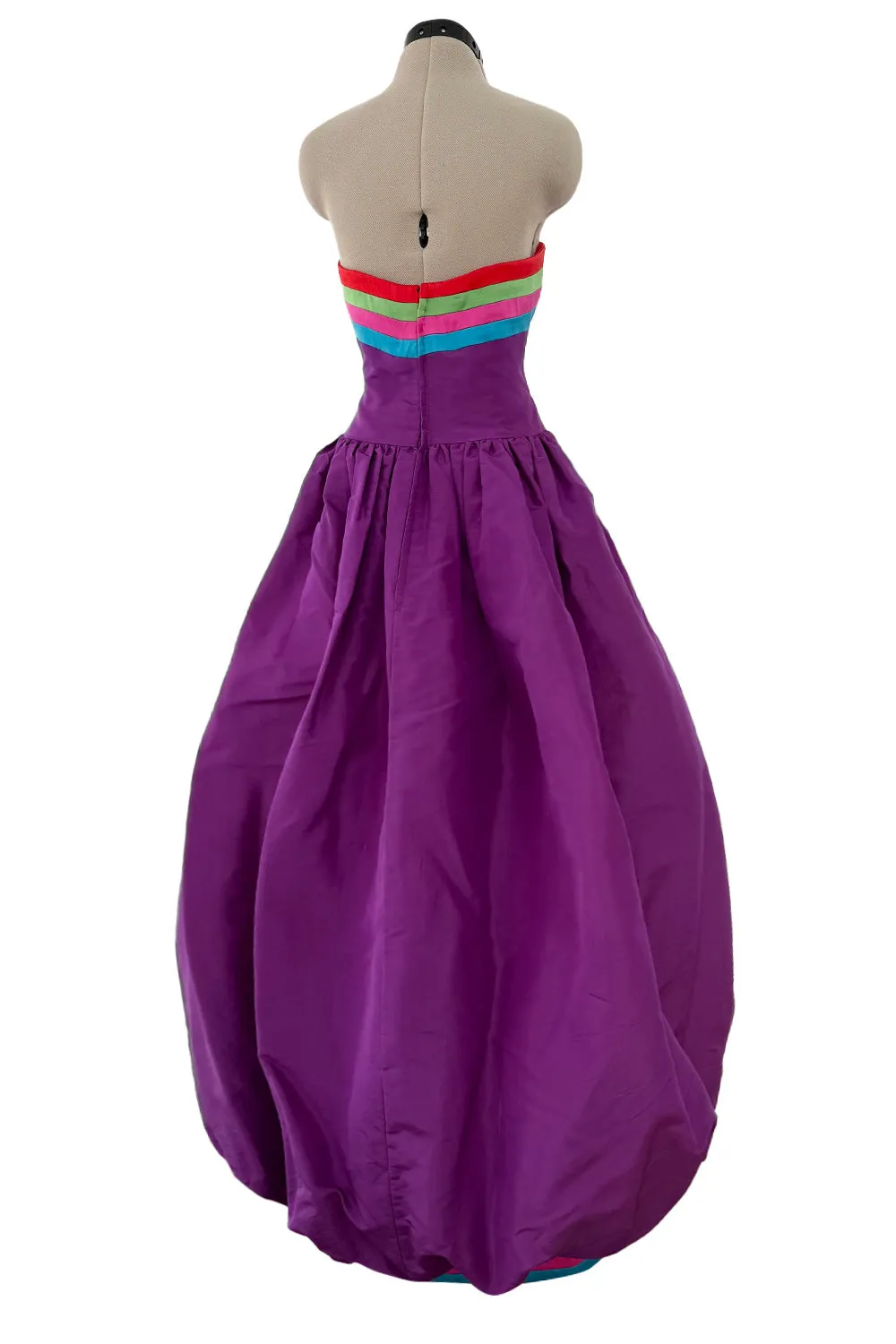 Phenomenal  Fall 1982 Valentino Purple Rainbow Silk Puff Dress