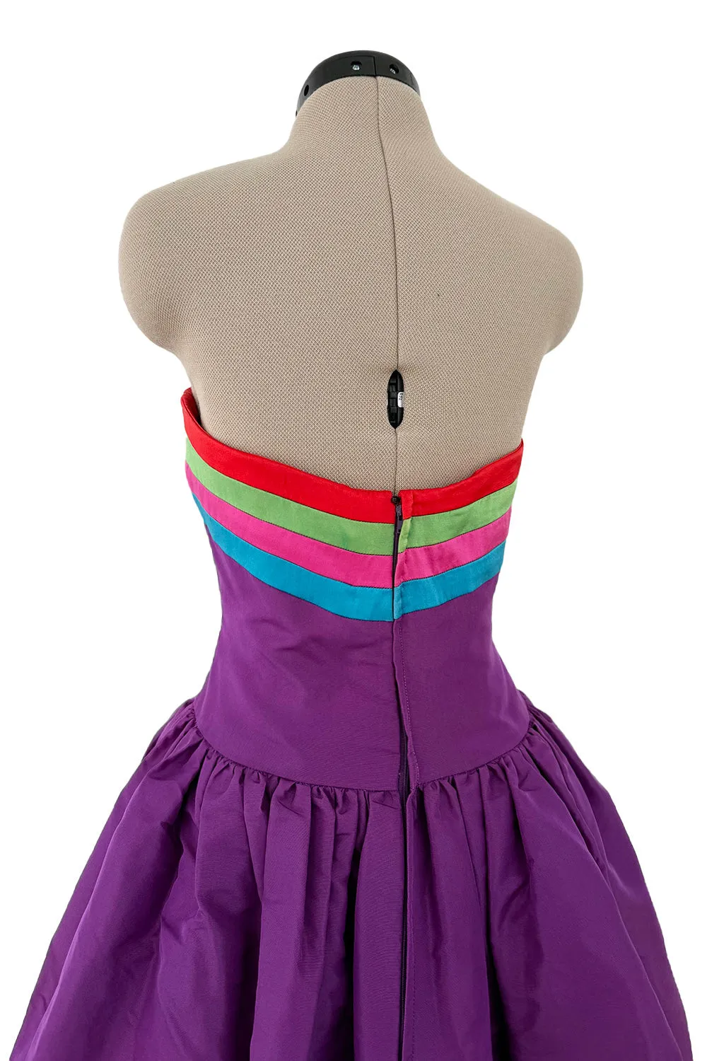 Phenomenal  Fall 1982 Valentino Purple Rainbow Silk Puff Dress