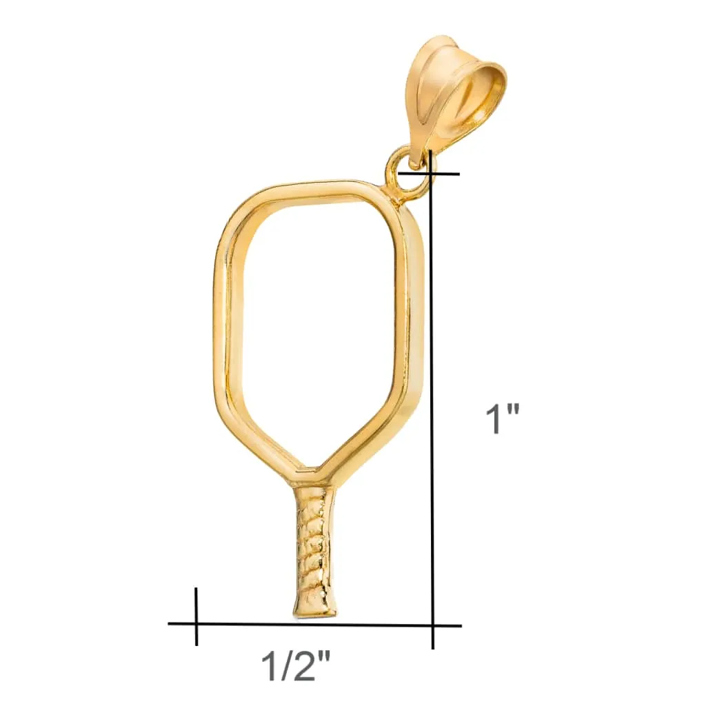Pickleball Pendant | Open Paddle in Yellow Gold