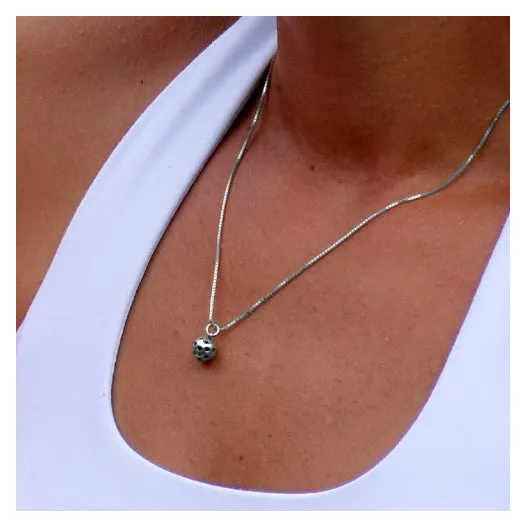 Pickleball Pendant | Solid Ball in White Gold