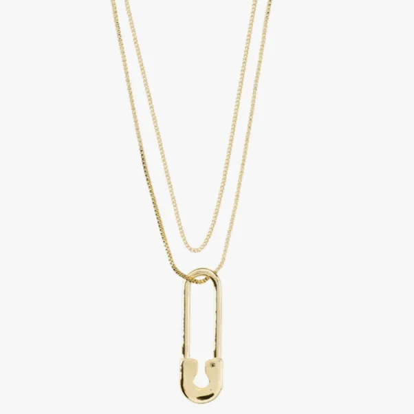 Pilgrim Pace Gold Safety Pin Pendant Necklace