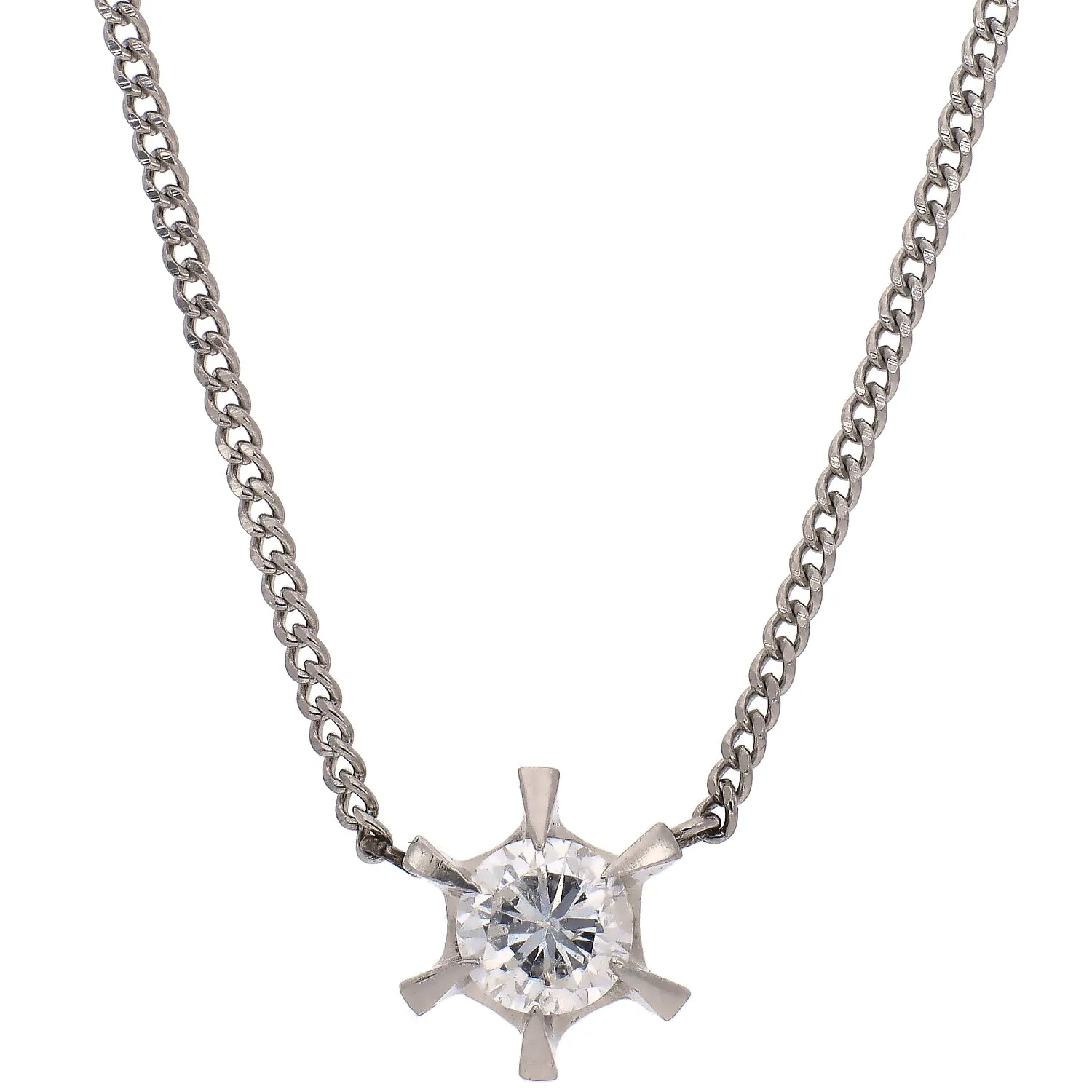 Platinum Diamond Station Pendant Necklace