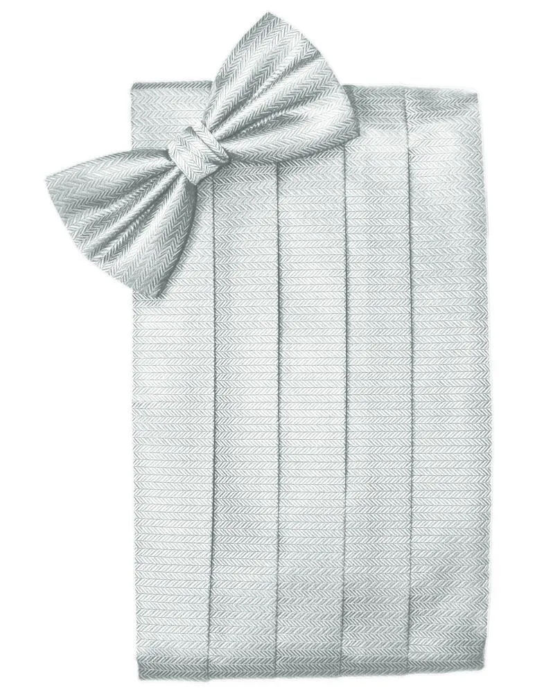 Platinum Herringbone Cummerbund