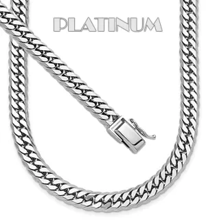 PLATINUM SOLID and Heavy, Polished Diamond Cut Curb Chain Necklaces
