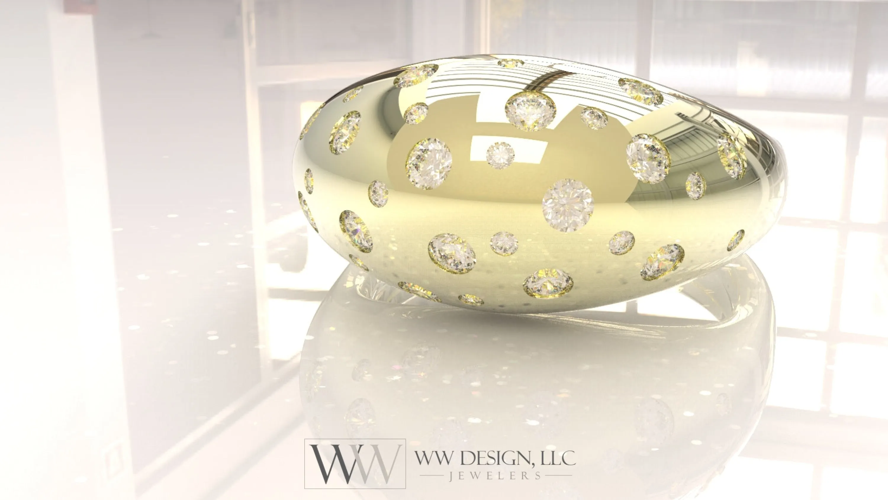 Polka Dot Diamond Dome Ring UNTREATED VS F Genuine Diamonds - 14k, 18k (Yellow, White, Rose) Platinum