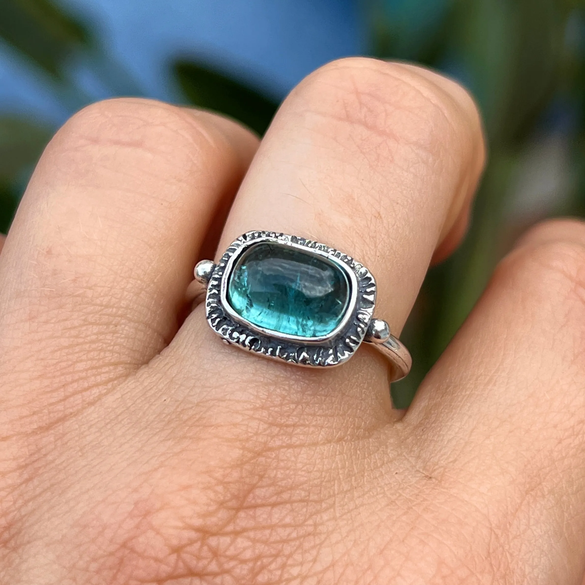 PRE-ORDER FOR LAURA- Aqua Tourmaline Ring- Sz 7