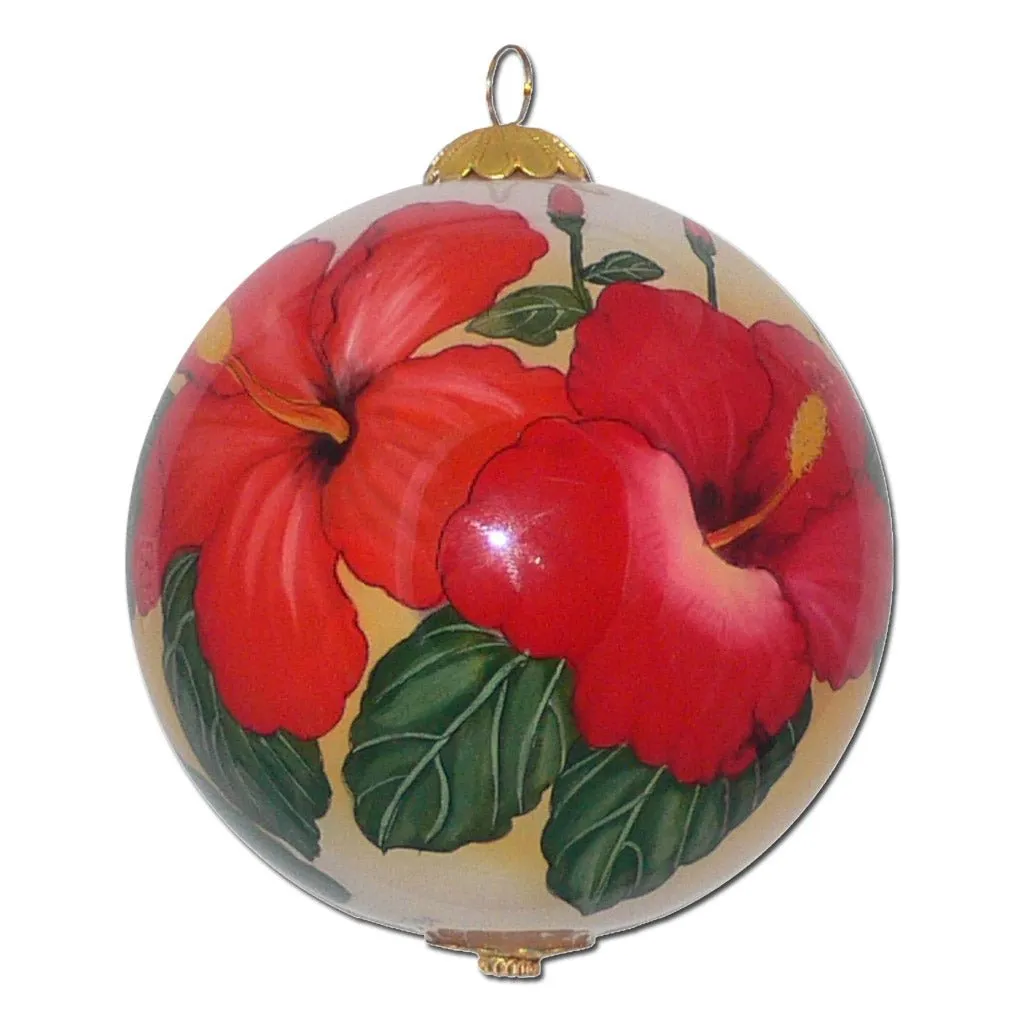 Radiant Hibiscus Hawaiian Christmas Ornament