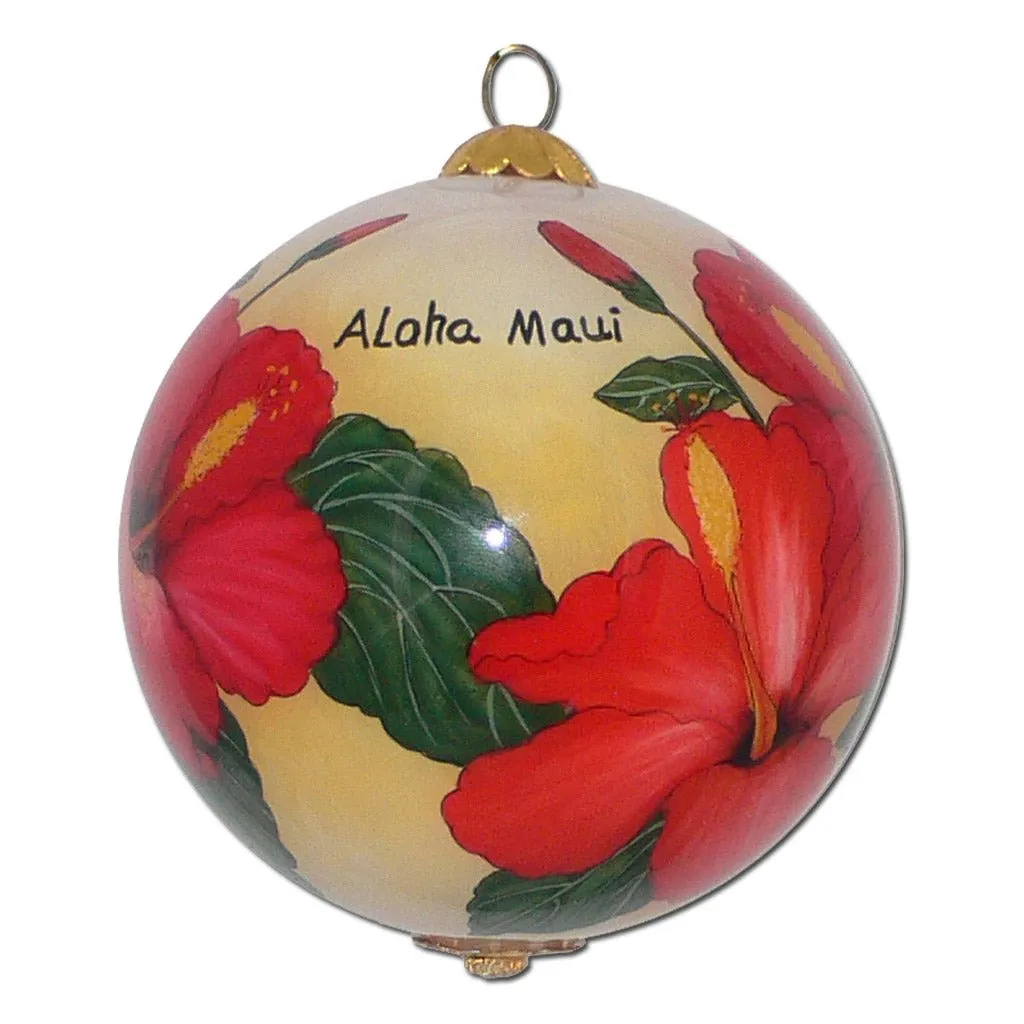 Radiant Hibiscus Hawaiian Christmas Ornament