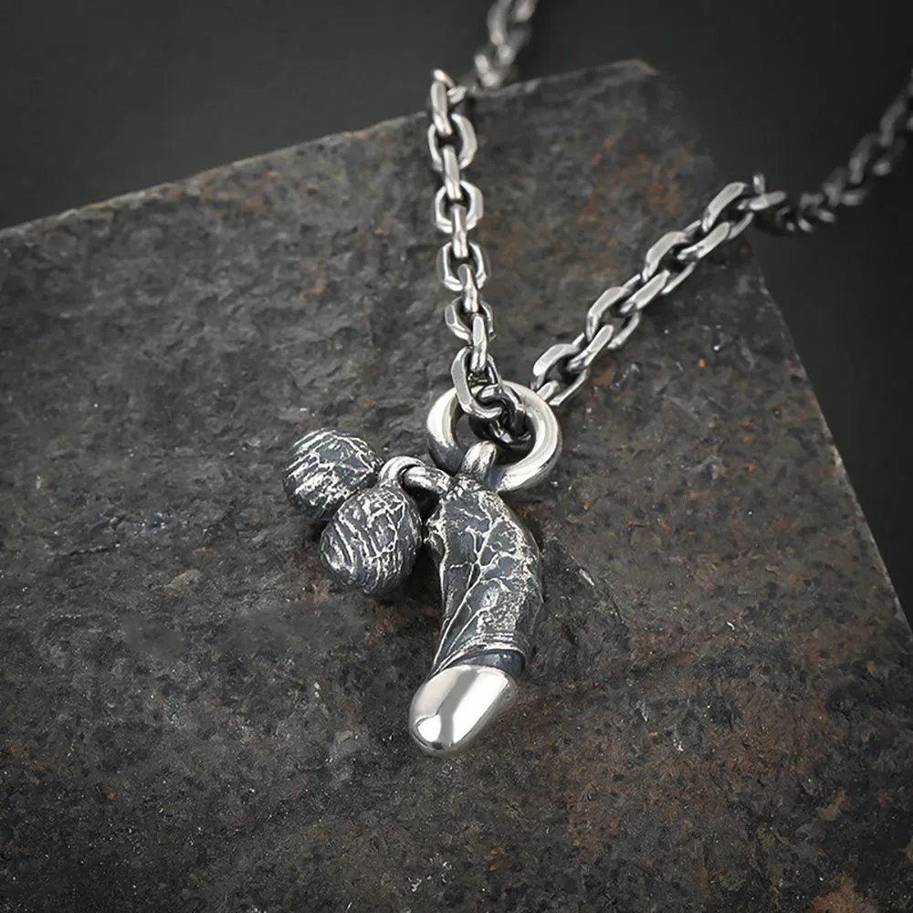 Real Solid 925 Sterling Silver Pendants Sex Penis Organ Fun Hip Hop Jewelry