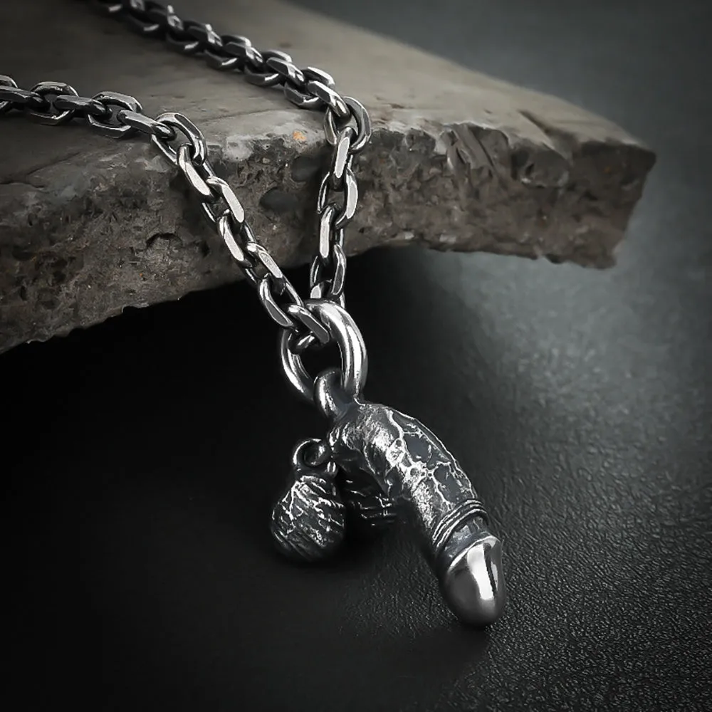 Real Solid 925 Sterling Silver Pendants Sex Penis Organ Fun Hip Hop Jewelry