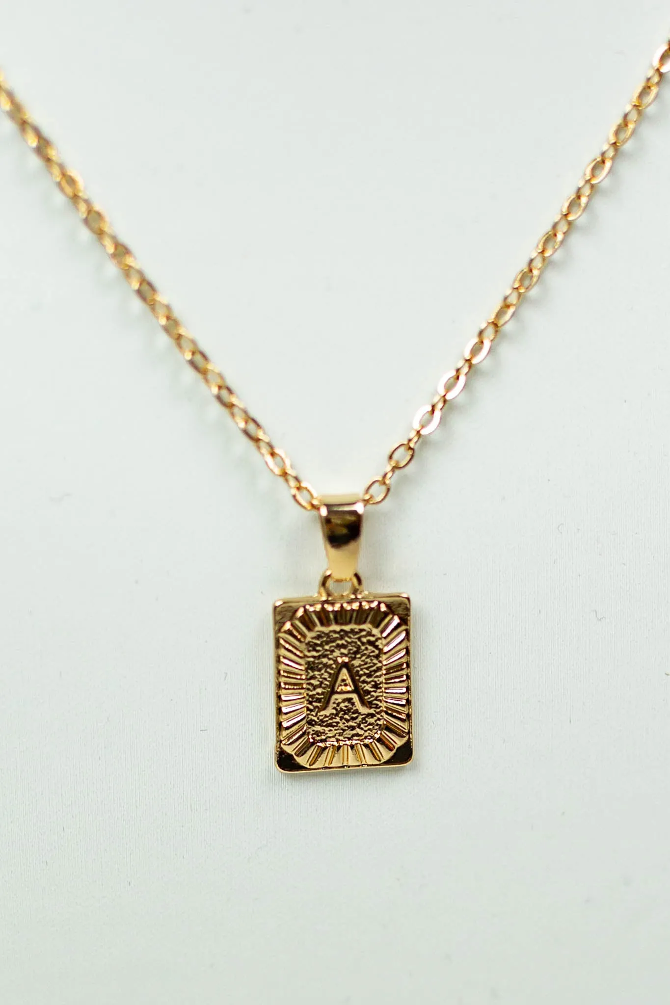 Rectangle Initial Necklace, VARIOUS