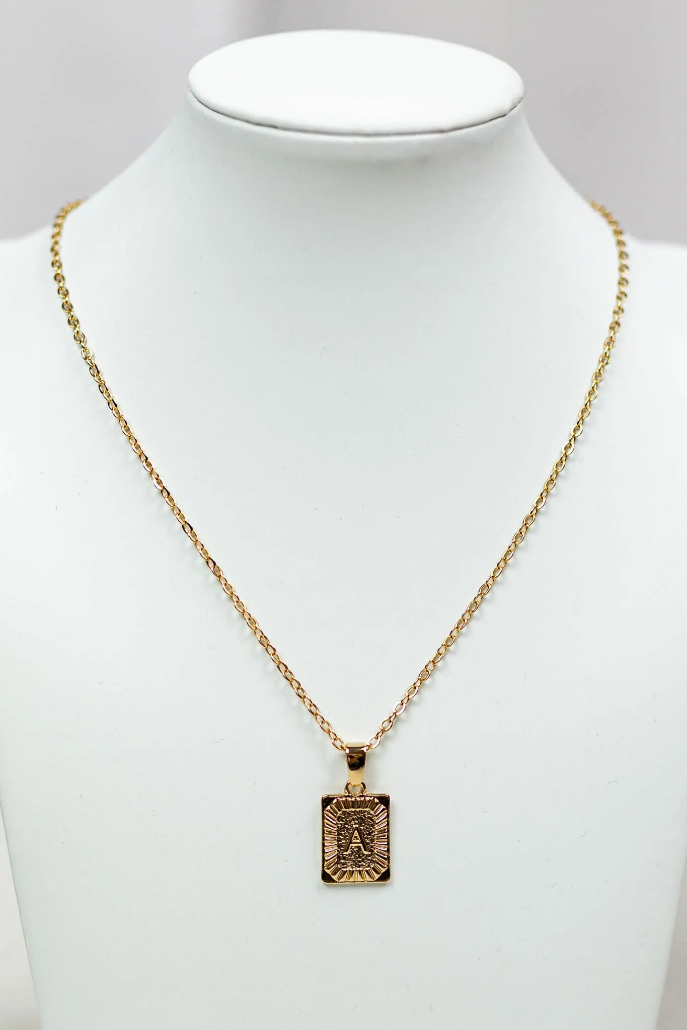 Rectangle Initial Necklace, VARIOUS