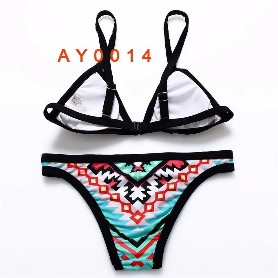 Retro Style Simple Model Brazilian Sexy Printing Swimsuit Bikinis 009