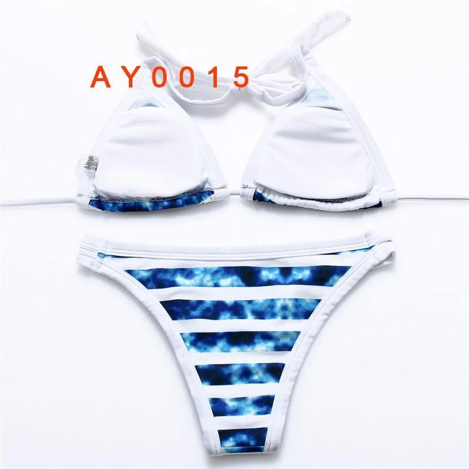 Retro Style Simple Model Brazilian Sexy Printing Swimsuit Bikinis 009