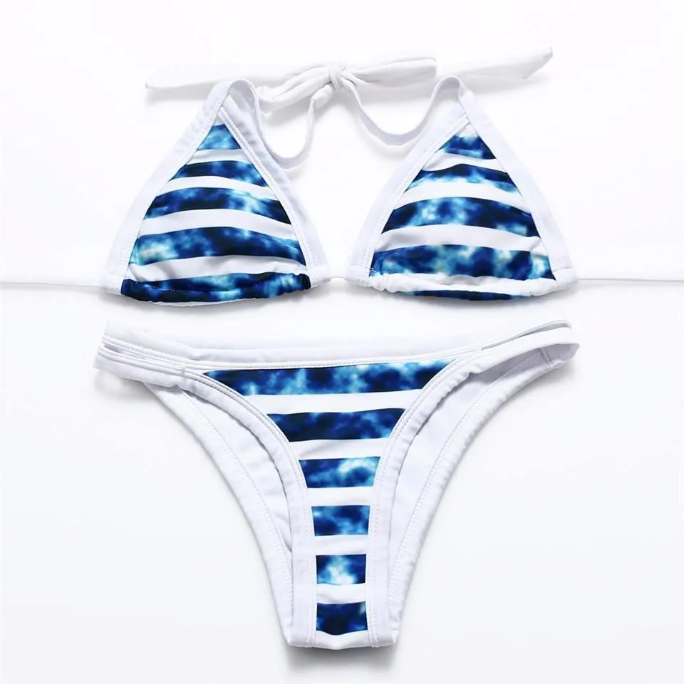 Retro Style Simple Model Brazilian Sexy Printing Swimsuit Bikinis 009
