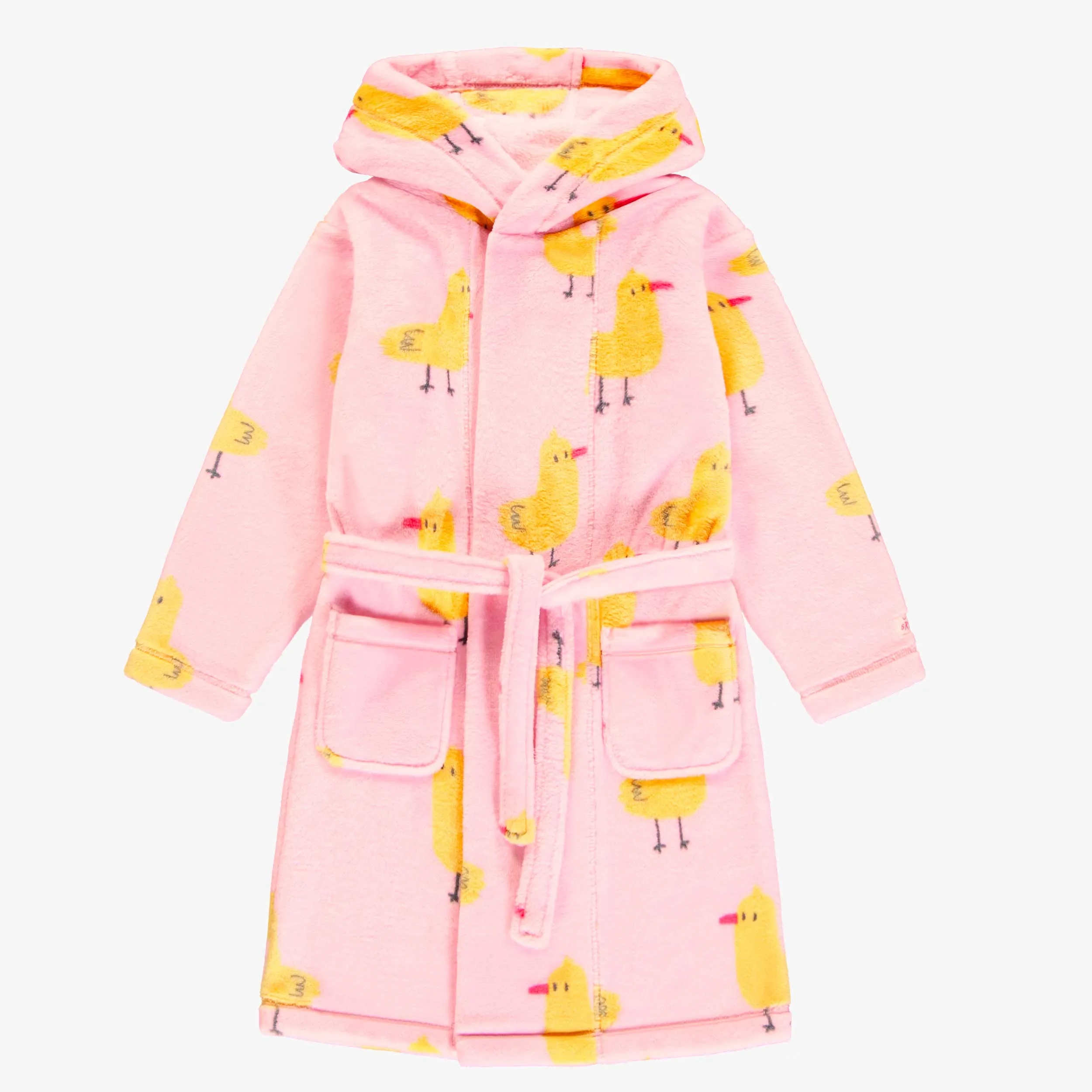 Robe de chambre rose à motifs de canard en peluche, enfant || Pink plush dressing gown with duck pattern, child