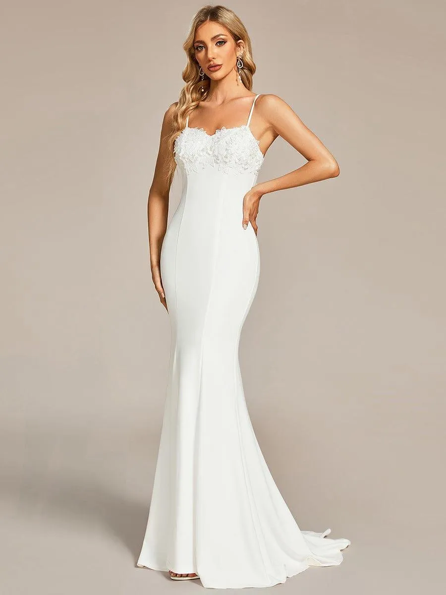 Robe de mariée sirène Élégante en dentelle avec bretelles fines(Vente finale)