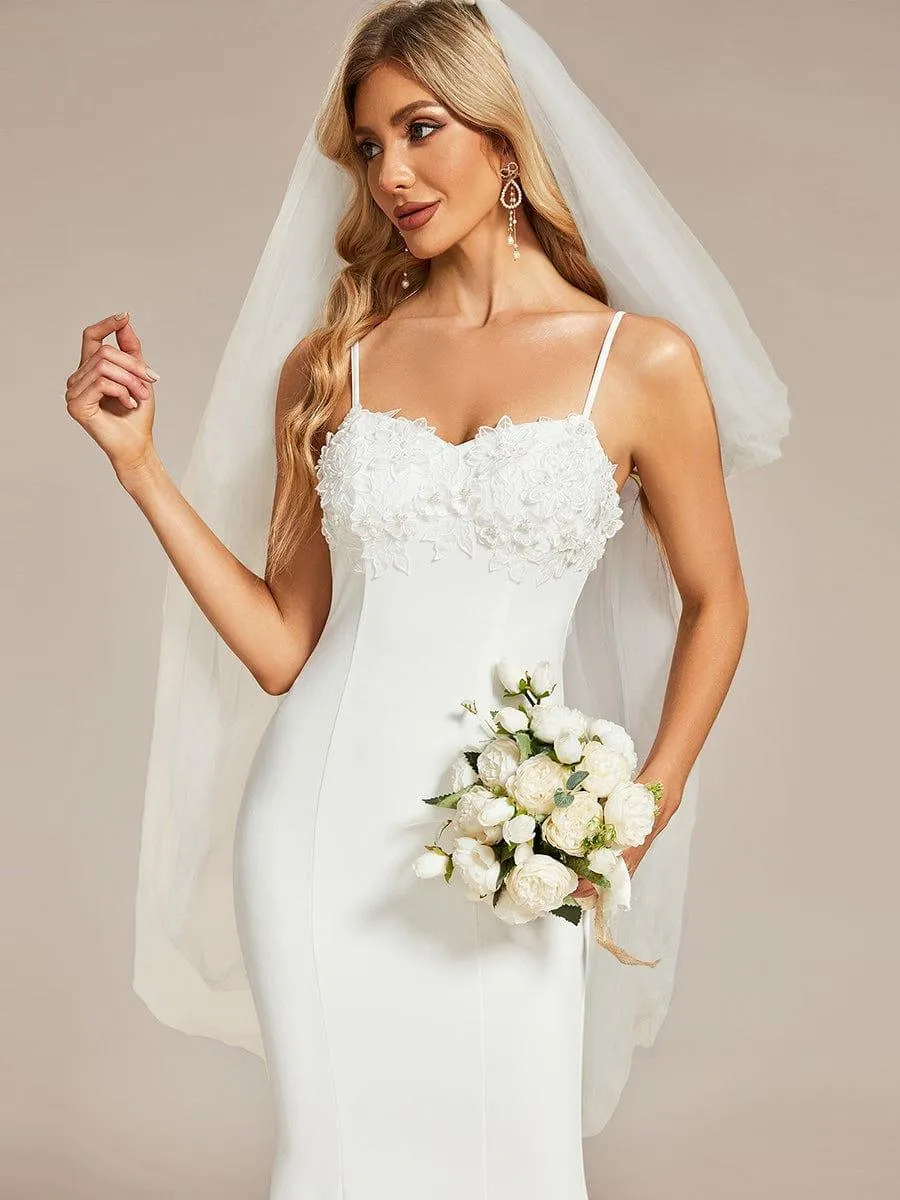 Robe de mariée sirène Élégante en dentelle avec bretelles fines(Vente finale)
